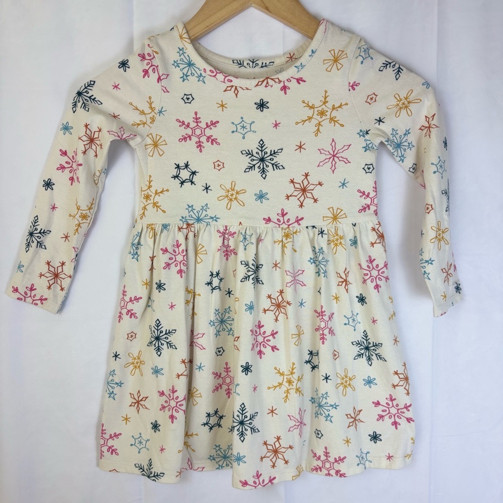Cat & Jack Cream Dress with Snowflake Print